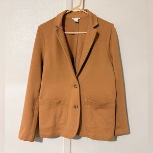 Caslon Camel Woman’s Medium Brown Button Up Long Sleeve Blazer with Pockets